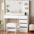 Modern Glass Top Vanity Table with Lights