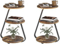 Industrial Side Table Set - Rustic Brown