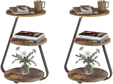 Industrial Side Table Set - Rustic Brown