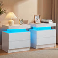 White High Gloss Bedside Tables (Set of 2) with LED