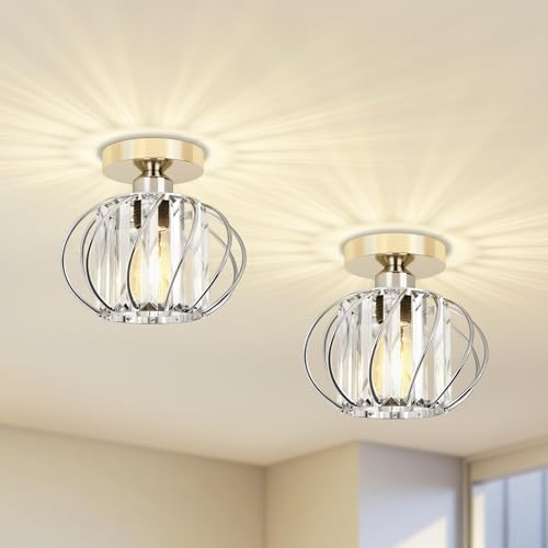 Crystal Pendant Chandeliers (2 Pack) - Modern Chrome