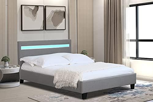 Modern LED Upholstered Bed Frame