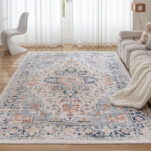 Modern Abstract Washable Area Rug - Grey & Gold